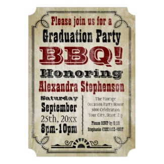 Retro BBQ Graduation Party Invite