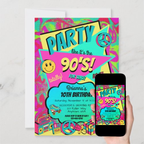 1990s Party Invitations