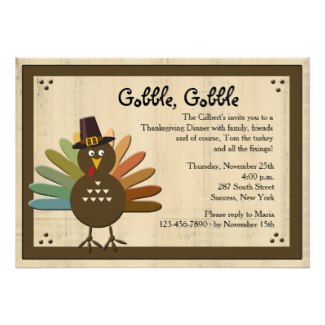 whimsical turkey thanksgiving invitation