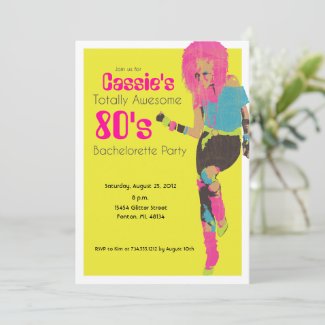 1980s bachelorette glam party invites