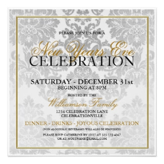 Retro Style New Years Eve Party Invitations