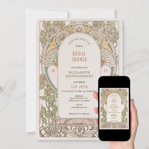 Art Nouveau bridal shower invitations