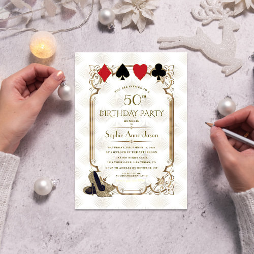 Art Deco Casino Night Birthday Invitation